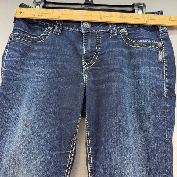 Silver Jeans Women's 29x29 (8) Dark Blue Suki Mid Super Skinny Preppy Normcore - Picture 12 of 16